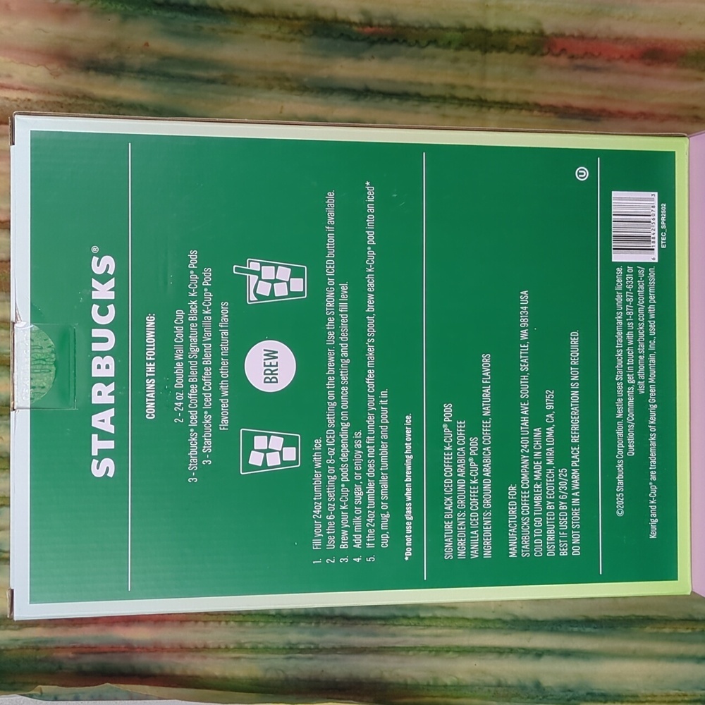 Starbucks 24 oz Tumbler Set & 6 Iced Coffee K-Cup Pods In Green Tones - Picture 7 of 7